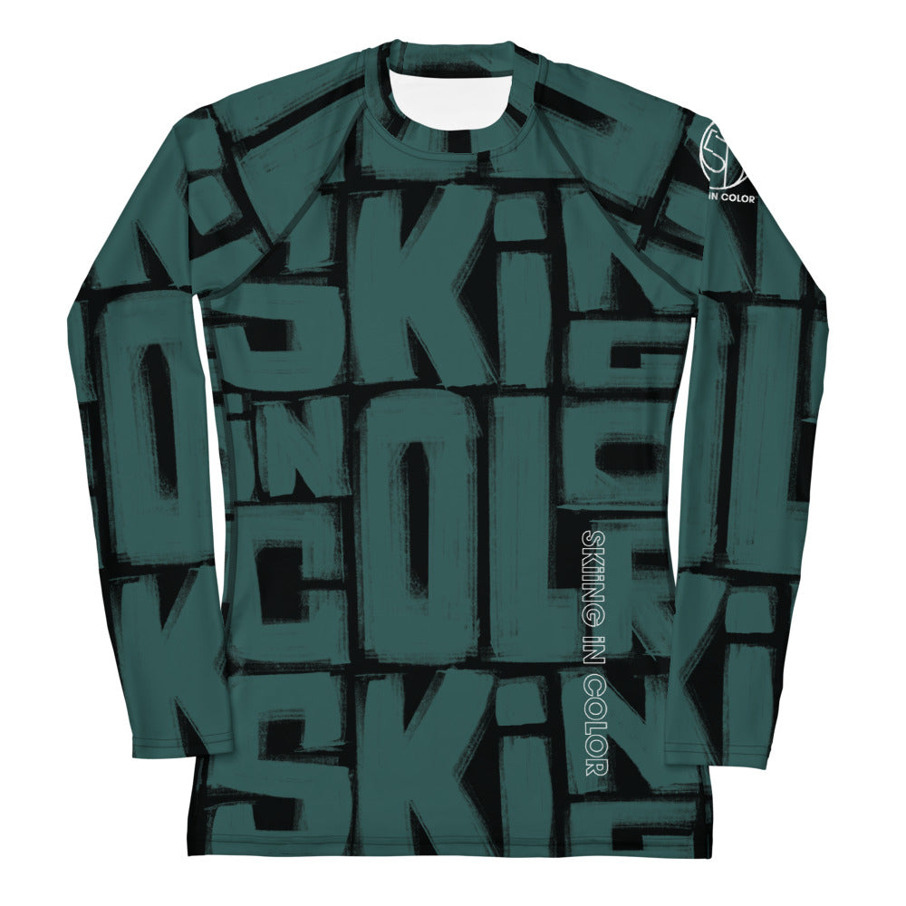 Pattern Rash Guard Cluster Pattern (Teal) Women's Rash Guard – Skiing In Color