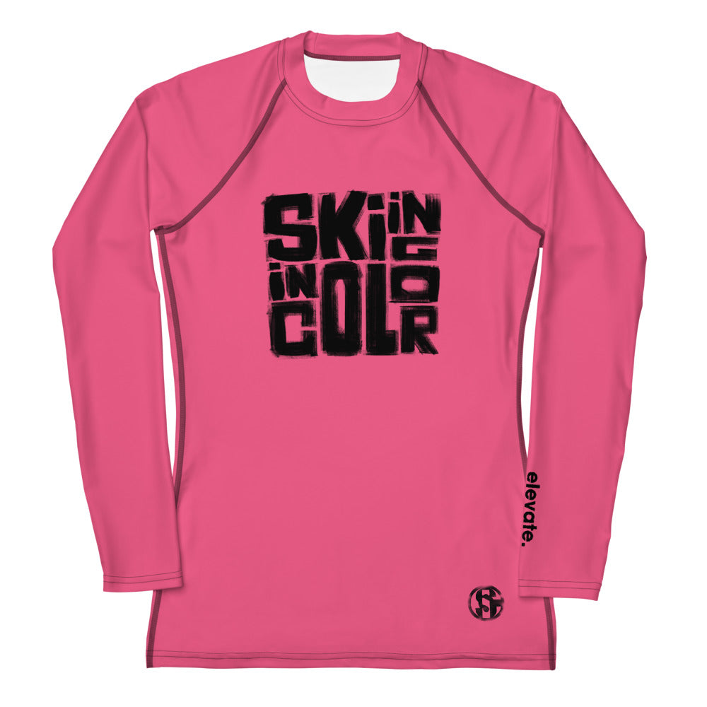 Neon Pink Rash Guard Cluster Type (Pink) Women's Rash Guard – Skiing In Color